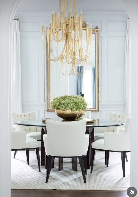 Rivers Spencer, Tufted Chairs, Florida Decorating, Golden Bowl, Gold Dining Room, Gold Dining, Jackson Mississippi, Tufted Chair, Elegant Chandeliers