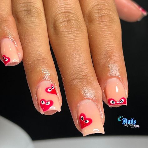 Unique Biab Nails, Small Biab Nails, October Biab Nails, Comme Des Nails, Short Gel Extension Nails Design, Garcon Heart Nails, Biab Nail Inspiration, Colourful Biab Nails, Funky Biab Nails