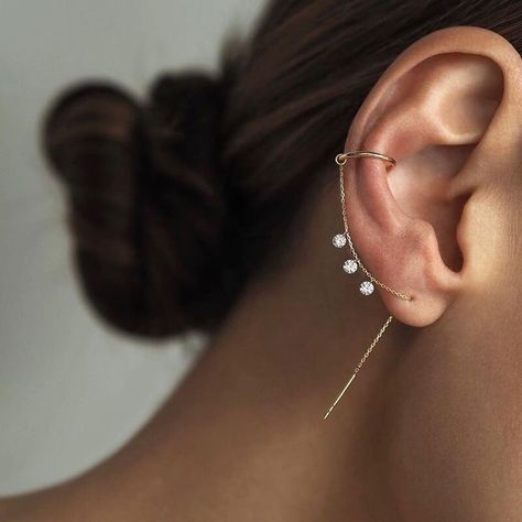 DesignByJamin - Etsy Simple Ear Cuff, Earring Cuff Chain, Ear Cuff Chain, Crystal Ear Cuff, Tassel Earing, Ear Cuffs, Threader Earrings, Cartilage Earrings, Pearl Chain