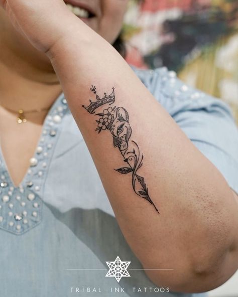 Lion Queen Tattoo For Women, Small Lioness Tattoo, Lioness Tattoo Design For Women, Side Wrist Tattoo Words, Lion Queen Tattoo, Lioness With Crown, Wrist Rose Tattoo, Wrist Tattoos Meaningful, Unique Tattoos For Women Meaningful