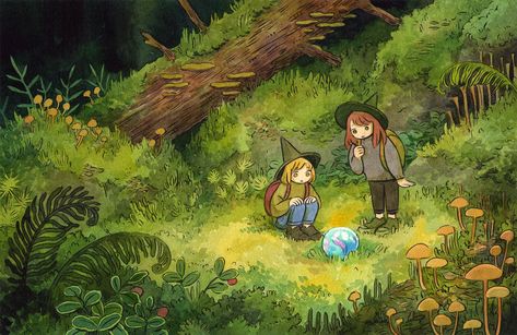 Heikala @COMITIA128 ら-61ｂ on Twitter: "Tiny expedition… " Cute Nature Illustration, Cute Fantasy Art, Nature Aesthetic Art, 동화 삽화, Tiny People, Nature Walk, Nature Drawing, Witch Art, Watercolour Tutorials