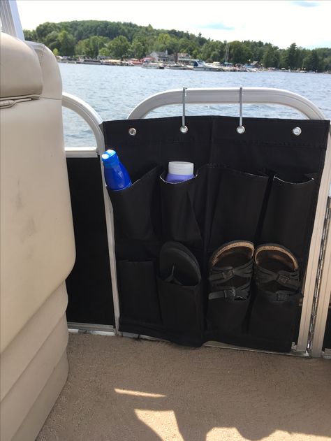 Cabin Boat Ideas, Boat Towel Storage, Boat Trash Can Ideas, Boat Essentials Summer, Pontoon Storage Ideas, Boat Accessories Ideas Diy, Pontoon Boat Storage Ideas, Boat Bag Essentials, Diy Boat Storage Ideas