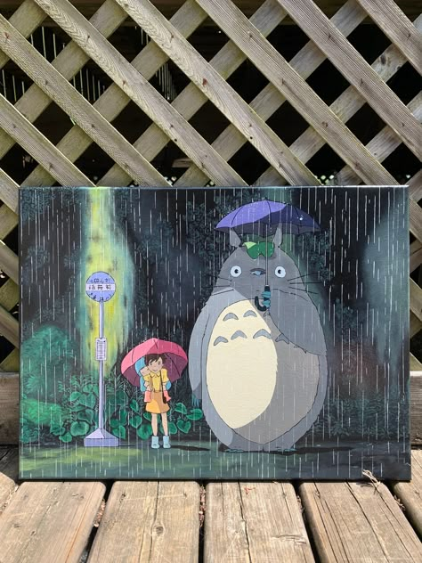 ☾~.~☕️follow me☕️~.~☾ Studio Ghibli Art Totoro, Studio Ghibli Paintings Easy, Ghibli Studio Painting, My Neighbor Totoro Painting, Studio Ghibli Painting Ideas, My Neighbor Totoro Art, Totoro Painting, Ghibli Sketch, Studio Ghibli Painting