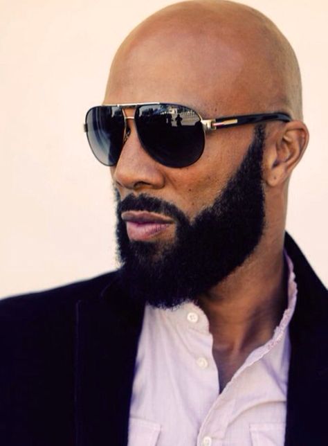 Common - Neosoul Bart Styles, Black Haircut Styles, Black Men Beard Styles, Black Men Beards, Beard Game, Beard Colour, Going Bald, Black Beards, Bald Man