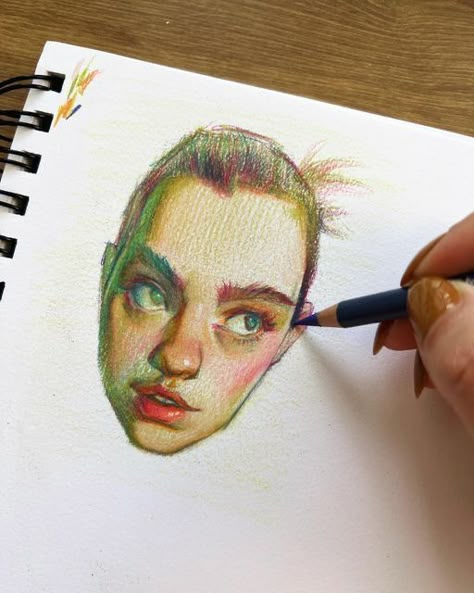 Colour Pencil Character Art, Portrait Drawing Colour Pencil, Cool Coloured Pencil Drawings, Portrait Colour Pencil, Portrait With Colored Pencils, Art Sketchbook Colored Pencil, Portrait Art Colored Pencil, Pencil Crayon Portrait, How To Use Pencil Color