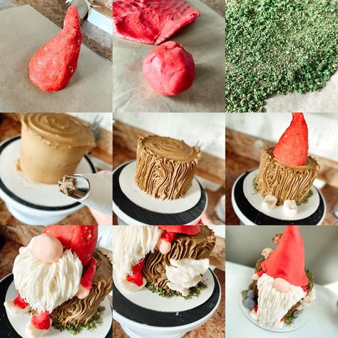 Gnome Christmas Desserts, Gnome Birthday Cake Ideas, Gnome Cupcake Cake, Gnome Cake Ideas Easy, Christmas Gnome Cupcakes, Gonk Cake Ideas, Gnome Cupcakes Ideas, Gonk Cake, Gnome Cake Ideas