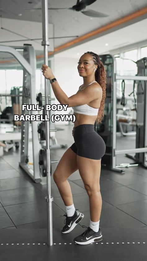 ! #barbell #gym #workout Power Cage Workouts For Women, Gym Barbell Workouts, Full Body Workout With Barbell, Barbell Full Body Workout For Women, Full Week Workout Plan Gym Women, Beginner Barbell Workout For Women, Upper Body Barbell Workout, Barbell Full Body Workout, Full Body Weight Lifting Workout