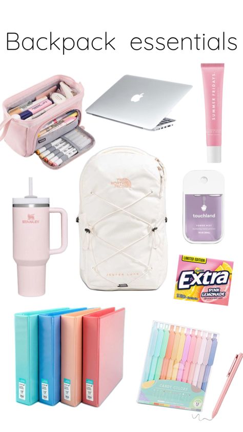 Stuff For Middle School, Preppy Backpack Essentials, Cute School Supplies For Middle School, School Supplies 5th Grade, Whats In My Backpack, Cute Locker Ideas, Stuff For School, Back To School Stuff, High School Essentials