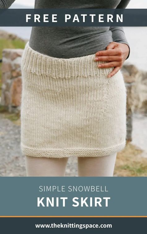 Jazz up your repertoire with this Simple Snowbell Knit Skirt. It's a versatile piece that pairs well with your favorite tops and is perfect for office, daily wear, or layering during the cold season. This lovely skirt makes for a fantastic gift idea for the special women in your life. | Discover approximately 7,000 free knitting patterns at theknittingspace.com Knit Pencil Skirt Pattern, Knit Skirt Pattern Free, Summer Knitting Projects, A Line Skirt Pattern, Knitting Space, Knit Skirt Pattern, Winter Knitting Patterns, Crochet Shorts Pattern, Fall Knitting Patterns