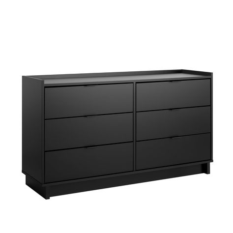 PRICES MAY VARY. ASSEMBLED DIMENSIONS & WEIGHT- Dresser- 52.5" W x 29.5" H x 16" D, Total weight- 111 lbs., All pieces arrive ready to assemble in 1 Box STYLISH DRESSER FOR BEDROOM WITH A CLEAN, MODERN DESIGN- Space saving, side by side design features 6 total drawers with a sturdy top that holds up to 40 pounds, all in a pure black finish DURABLE MATERIAL FOR LONG TERM USE- Chest of drawers is constructed from non-toxic (CARB 2 Compliant), laminated composite woods with a sturdy medium-density Small Black Dresser, Room Essentials Bedroom, Modern Men’s Bedroom, Black Dresser Bedroom, Cheap Dresser, Modern Bedroom Dressers, Dresser Black, Bedroom Boy, Mens Bedroom Decor