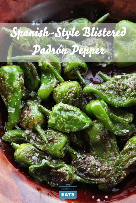 Bitter, hot, and savory Padrón peppers are a Spanish classic. Pardon Peppers, Padron Peppers, Pardon Peppers Recipe, Padron Peppers Recipe, Tapas Dinner, Spanish Tapas Recipes, Tapas Dishes, Tapas Recipes, Spanish Tapas