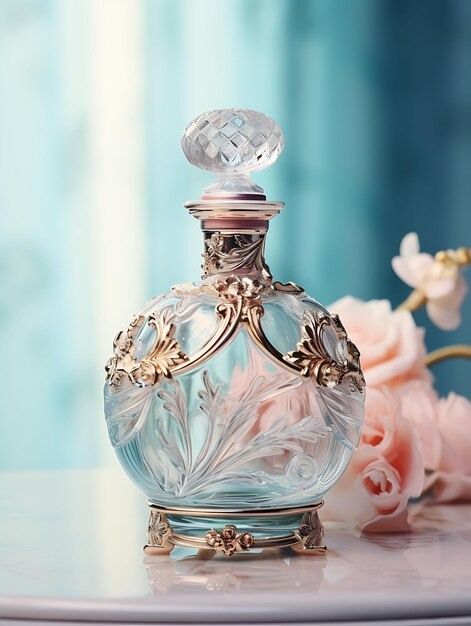 Gimi Totori | Freepik Photoshoot Concept Ideas, Marble Pedestal, Pretty Perfume, Perfume Vintage, Fragrance Bottles, An Affair To Remember, Bottle Collection, Pretty Perfume Bottles, Perfume Bottle Design