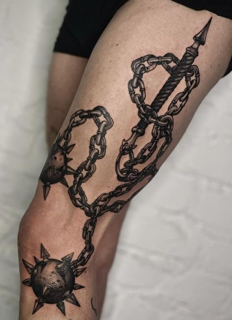 Flail Tattoo, Lower Arm Tattoos, Black Work Tattoo, Medieval Tattoo, Knuckle Tattoos, Light Tattoo, Work Tattoo, Fire Tattoo, Doodle Tattoo