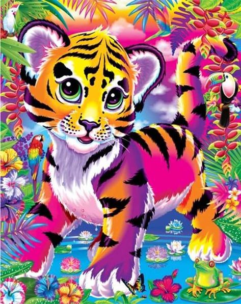 Lisa Frank Animals | Memorable Lisa Frank Art Lisa Frank Tiger, Sublimacion Ideas, Lisa Frank Stickers, Painting Cross Stitch, Tiger Cub, Diy Rhinestone, Tiger Art, Red Square, Lisa Frank