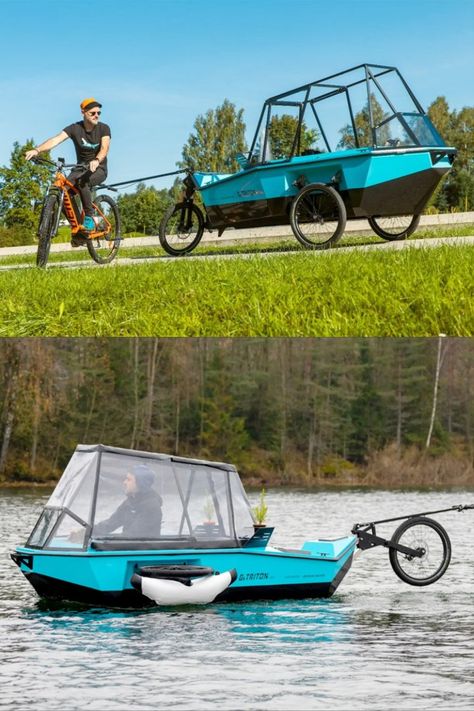 BeTriton separates etrike camper into compact, towable amphibious RV Bike Camper, Camper Boat, Micro Camper, Switch Games, Electric Boat, Mini Camper, Nintendo Switch Games, Camping Trailer, Flags Of The World