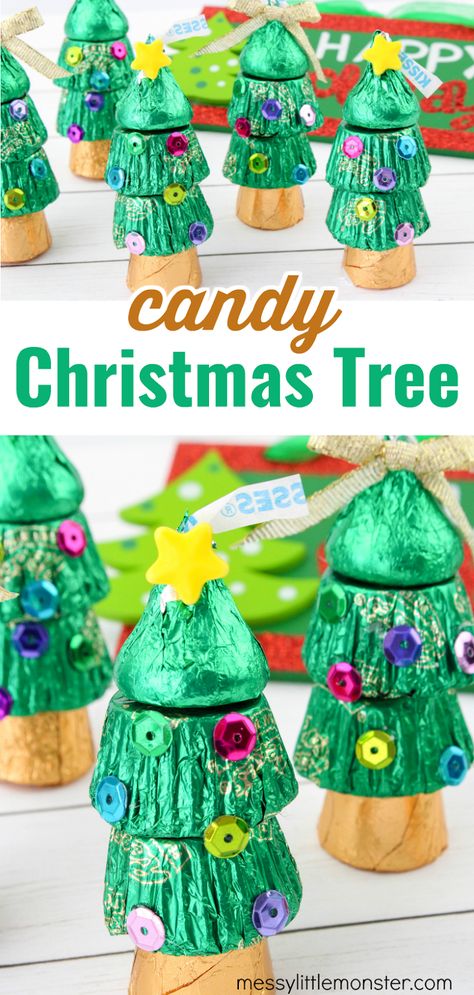 Christmas Candy Crafts For Kids, Candy Crafts For Kids, Christmas Candy Crafts, Christmas Candy Easy, Diy Christmas Candy, Christmas Tree Craft, Christmas Candy Gifts, Candy Christmas Tree, Easy Homemade Gifts