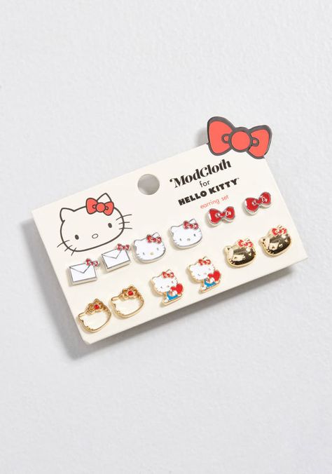 ModCloth for Hello Kitty Iconic Accents Earring Set in Gold How To Clean Diamonds, Hello Kitty Earrings, Pop Culture Gifts, Hello Kitty Jewelry, Hello Kitty Items, Kitty Wallpaper, Hello Kitty Collection, Girly Jewelry, Hello Kitty Wallpaper