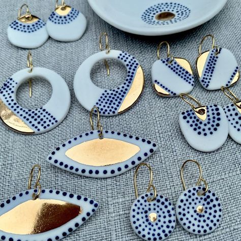 Ceramic Jewerly, Fimo Jewelry, Porcelain Earrings, Polymer Earrings, Polymer Clay Diy, Polymer Clay Jewelry Diy, Ceramic Earring, Porcelain Jewelry, Clay Jewelry Diy