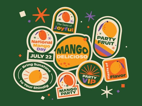 Mango Logo, Stickers Images, Fruit Stickers, Logo Aesthetic, Fruit Logo, Sticker Design Inspiration, Inspiration Logo Design, Mango Fruit, Design Your Own Logo