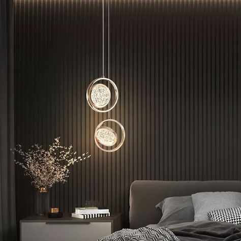 Night Stand Pendant Light, Pendant Light Next To Bed, Contemporary Hanging Lights, Bed Side Lights From Ceiling, Hanging Lights In Bedroom Pendant Lights, Bedside Ceiling Pendants, Hanging Bedside Lights Pendants, Hanging Lights Bedside, Bed Side Hanging Light