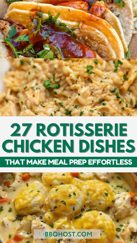 No time to cook? No problem! These 27 quick & easy recipes turn rotisserie chicken into the perfect meal. Save this and check out the full list on our blog! Easy Recipes With Rotisserie Chicken, Rotisserie Chicken Sandwich Recipes, Dinner Recipes With Rotisserie Chicken, Rotisserie Chicken Dinner Ideas, Homemade Rotisserie Chicken, Rotisserie Chicken Meals, Rotisserie Recipes, Recipes With Rotisserie Chicken, Rotisserie Chicken Recipes Leftover