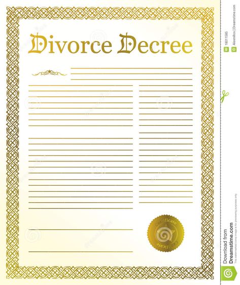 DIVORCE DECREE PICS  | Divorce Decree document illustration design. Document Illustration, Photography Contract, Stock Photography Free, Illustration Design, Stock Vector, Royalty Free Stock Photos, Vector Illustration, Gold, Design