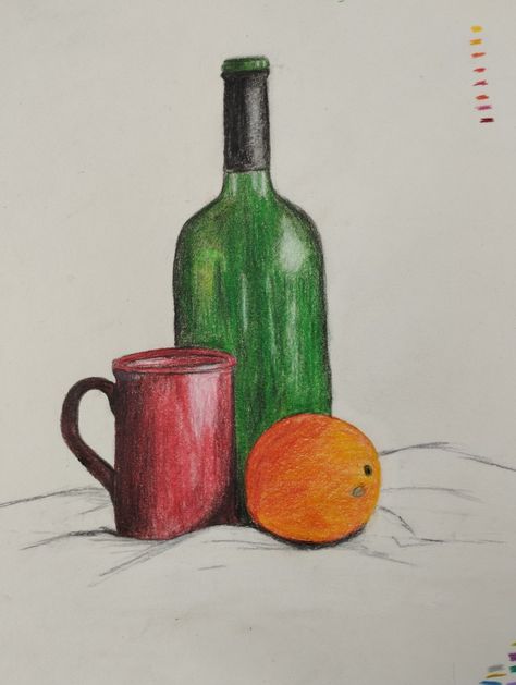 Object Drawing Colour, Easy Still Life Drawing, Colored Pencils Drawing, Beauty Iphone Wallpaper, Oil Pastel Drawings Easy, Drawing Arts, Pencil Drawings For Beginners, Simple Painting, Object Drawing