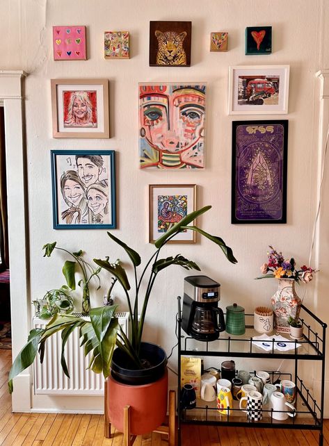 Apartment Inspo Colorful, Bar Coffee Cart, Colorado Apartment, Apartment Bar, Retro Apartment, Frat House, Eclectic Apartment, Therapy Clinic, Waking Up In The Morning