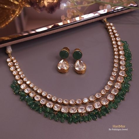 #moissanite #polki #harimor #necklaceset #semiprecious #groom #jewellery #indiangroom #uniquelook #groomaccessories #indiangroom #traditionalwear #handmade #jewelery #polkikalgi #silver #royallooking #groomlook #realjewellery Polki Necklace Set, Polki Sets, Pretty Jewelry Necklaces, Diamond Necklace Designs, Polki Necklace, Indian Jewellery Design Earrings, Gold Jewelry Sets, Antique Gold Jewelry, Indian Jewelry Sets