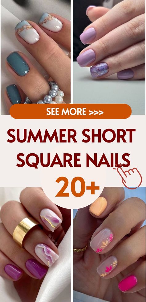 Get summer-ready with elegant short square nails that scream sophistication and style. Let our expert nail artists craft the trendy square shape for a refined and classy appearance. Whether you lean towards a timeless nude hue or are ready to play with bold summer colors, we'll design the ideal manicure to elevate your seasonal look. Embrace the trendiest short square nails this season by securing your appointment today. Showcase your chic fingertips and exude confidence effortlessly! September Nails Color Fall, September Nails Art, August Nails, Squoval Nails, September Nails, Square Nail Designs, Spring Nail Designs, Short Square Nails, Exude Confidence