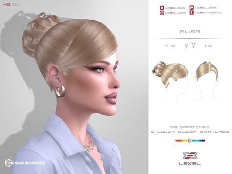 The Sims Resource - Alisa - hairstyle Sims4 Cc Wedding Hair, Sims 4 Clothes Sims Resource, Sims Cc Hair Realistic, Sims Hairstyles, Realistic Hair Sims 4 Cc, Alpha Sims 4 Hair, Sims 4 Side Part Hair, Sims 4 Resource Hair, Sims 4 Slick Back Hair