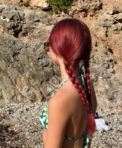 Hairstyles For All Hair Types, Cherry Red Hair, Intricate Braids, Wine Hair, Red Hair Inspo, Cherry Hair, Dyed Red Hair, Bright Red Hair, Dyed Hair Inspiration