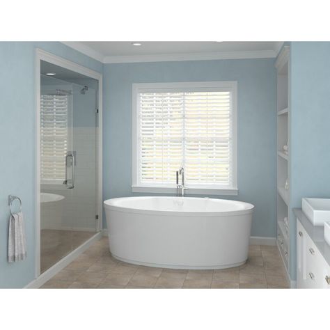 Spa Escapes Salina 67" x 33" Freestanding Combination Bathtub | Wayfair Air Bathtub, Jetted Bath Tubs, Best Bathtubs, Whirlpool Tub, Freestanding Bathtub, White Bath, Jetted Tub, Bath Ideas, High Gloss White