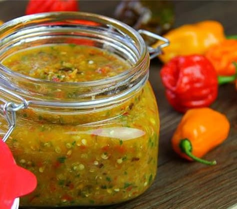 Cuban Hot Sauce, Caribbean Pepper Sauce Recipe, Shrimp Wontons, Firecracker Shrimp, Hot Sauce Recipe, Pepper Sauce Recipe, Trini Food, Hot Sauce Recipes, Caribbean Cuisine