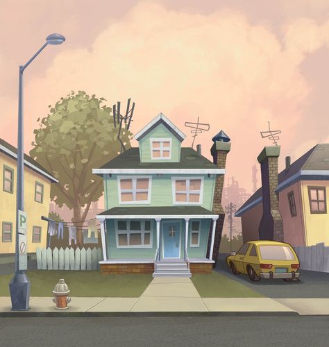 House Cartoon, Bg Design, Cartoon House, Building Illustration, House Illustration, Scene Design, Cartoon Background, Animation Background, Visual Development