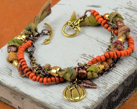 Pumpkin Spice Bracelet (Customer Design) - Lima Beads Overhand Knot, Bracelet Inspiration, Crimp Beads, Beads Online, Bead Store, Design Gallery, Metal Necklaces, Bead Designs, Jewelry Creation