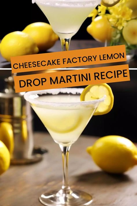 Cheesecake Factory Lemon Drop Martini Recipe – Hungarian Chef Best Lemon Drop Martini Recipe, Cheescake Factory, Lemon Drop Drink, Lemon Drop Martini Recipe, Lemon Drop Recipe, Lemon Drop Cocktail, Lemon Drop Martini, Martini Recipe, Drinks Alcohol