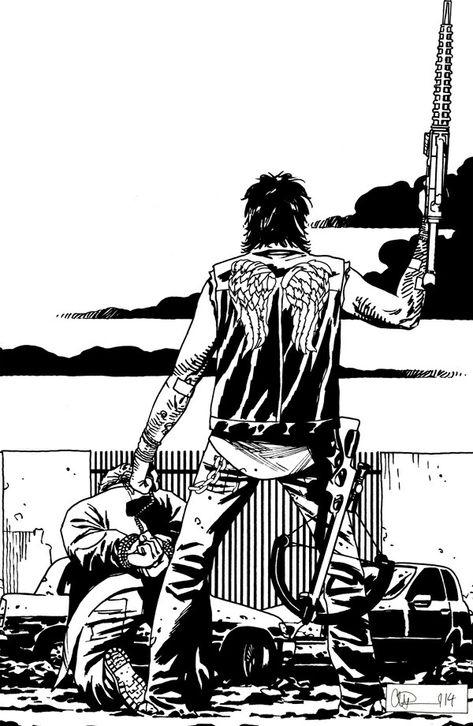 Daryl Dixon Comic, Daryl Motorcycle, Rick Grimes Comic, Walking Dead Wallpaper, Arte Zombie, Twd Comics, Walking Dead Art, Walking Dead Daryl, April Fool's Day