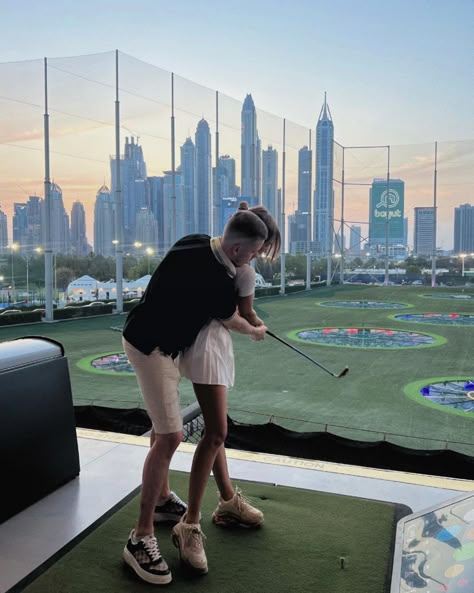 Golf Couple, Dubai Couple, Couples Golfing, Dream Wedding Reception, Instagram Couples, Sports Aesthetic, Adventure Aesthetic, Luxury Lifestyle Dreams, Dubai Travel