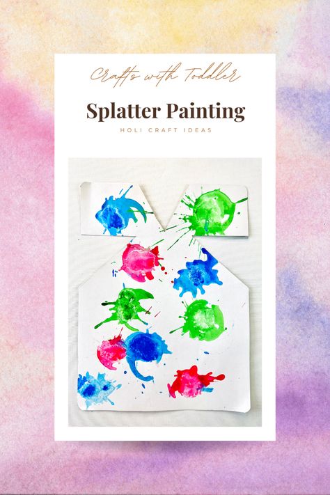 Splatter painting Holi craft for kids #craftswithtoddler #holi #holicraft #diy #splatterart #splatterpainting #splatter #kidscrafts #kidscraftideas #craftsforkids #kidsactivities #craftsforkidstomake #craftsforkidseasy #kidsdiy #kidsactivity #toddleractivity #toddleractivitiesathome #toddlercraft #craftsfortoddlers #activitiesforkids #activitiesfortoddlers #activitiesforpreschoolers Holi Craft Ideas, Craft Activities For Preschoolers, Holi Crafts, Holi Craft, Painting Crafts For Kids, Splatter Painting, Splatter Art, Crafts For Kids To Make, Color Crafts