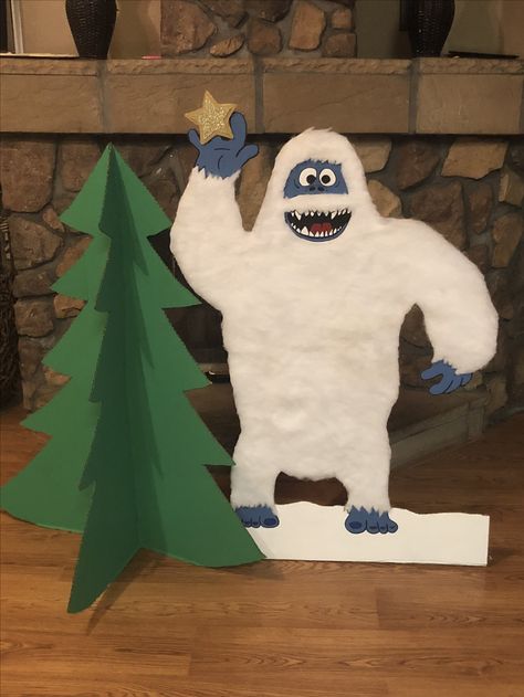 Bumble the abominable snowman, cardboard Christmas photo prop. Abominable Snowman Door Decoration, Yeti Christmas Door, Island Of Misfit Toys Parade Float, Misfit Toys Decorations, Yeti Door, Christmas Villains, Homeroom Activities, Abominable Snowman Rudolph, Rudolph Party