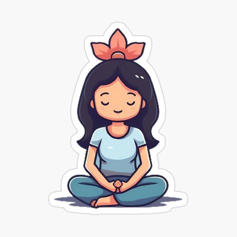 Get my art printed on awesome products. Support me at Redbubble #RBandME: https://www.redbubble.com/i/sticker/Bloom-in-Meditation-by-InkedShadow/145630512.EJUG5?asc=u Meditation Drawings, Meditate Aesthetic, Meditation Drawing, Woman Meditating, Yoga Drawing, Meditation Pose, Yoga Stickers, Meditation Poses, Gym Art