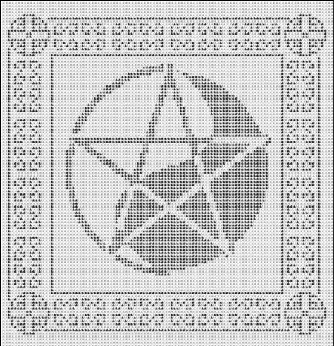 need to do this Pagan Pentagram, Pagan Cross Stitch, Craft Embroidery, Wiccan Crafts, Pagan Crafts, Crochet Tablecloth Pattern, Crochet Patterns Free, Crochet Afghan Patterns Free, Witchy Crafts