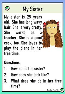 Teacher Fun Files: Reading Passages about Family | Comprehension Questions Teacher Fun Files, Reading Comprehension Texts, Remedial Reading, Struktur Teks, Reading Comprehension Practice, Reading Comprehension For Kids, Reading Comprehension Kindergarten, English Stories For Kids, Reading Comprehension Lessons