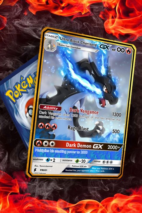 Rare pokemon card Ultra Black Charizard GX Pokémon Card | Custom Made -Same size as a Pokemon Card (Inches: 2.48 by 3.46 Centimeters: 6.3 by 8.8 ) -Comes with Ultra Pro Card Holder Black Charizard, Free Pokemon Cards, Pokemon Cards Charizard, Pokemon Go Cards, Pokemon Cards Legendary, Rare Pokemon Cards, Cool Pokemon Cards, Rare Pokemon, Pokemon Charizard