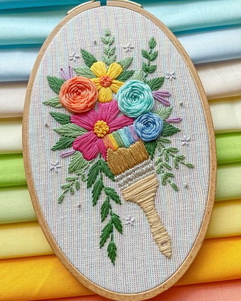 My newest piece, Painted Petals! Working on the pattern for you guys, but couldn’t wait to share a pic 🥰 happy Friday!!! 🎨 🖌️ 🌸 Embroidery Hacks, Watercolor Embroidery, Brush Embroidery, Pdf Embroidery Pattern, Simple Stitch, Basic Embroidery, Sewing Room Organization, Stitch Guide, Free Pdf Pattern