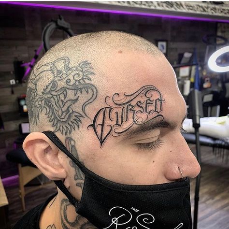 Letteringcartel on Instagram: ““CURSED” @scriptinator based Chicago. Use the #letteringcartel And Don’t Forget to tag us!” Cursed Tattoo Lettering, Curse Tattoo, Cursed Tattoo, Face Tattoo, Tattoo Lettering, Cool Tattoos, Chicago, Writing, Tattoos