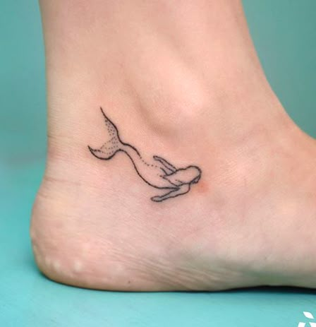 Minimalist Tattoo Mermaid, Dainty Mermaid Tattoo, Mermaid Simple Tattoo, Fish Ankle Tattoo, Tiny Mermaid Tattoo, Tiny Mermaid Tattoo Simple, Tiny Mermaid Tattoos For Women, Mermaid Ankle Tattoo, Simple Mermaid Tattoo