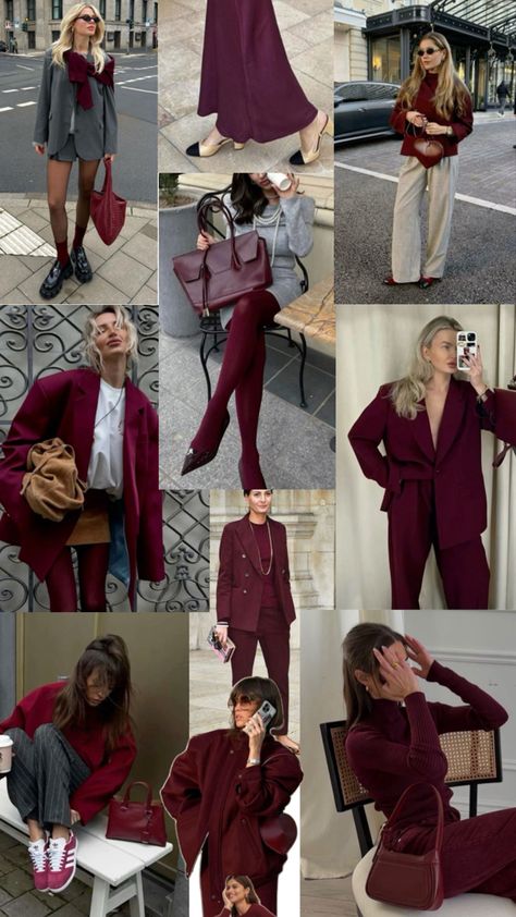 Burgundy Fall Outfits, Minimalist Wardrobe Capsule, Burgundy Outfit, Monochromatic Fashion, Outfit Zara, Burgundy Fashion, Autumn Fits, Muslim Fashion Outfits, Fashion 2024