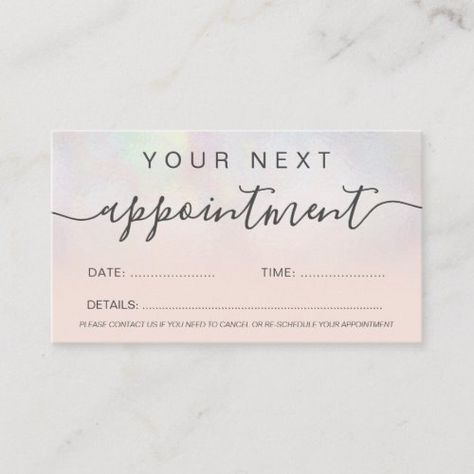 Beauty Bar Ideas, Business Card Appointment, Beauty Appointment, Appointment Card, Trendy Logos, Standard Business Card Size, Rose Gold Nails, Appointment Cards, Salon Business